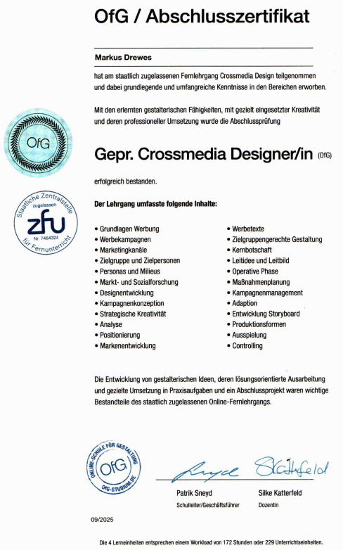 Zertifikat crossmediadesign